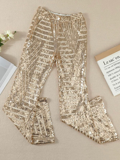 Flare sequins gold and apricot pants