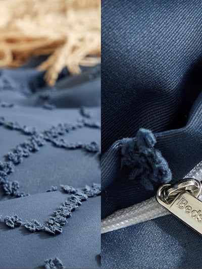 Navy blue shabby chic duvet cover set