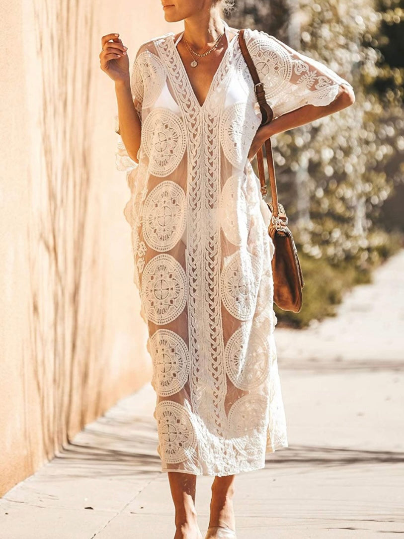 Off white beach maxi dress cover up