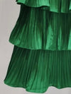 Emerald green layered pleated tube maxi skirt