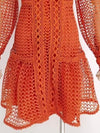 Orange embroidered mini dress
