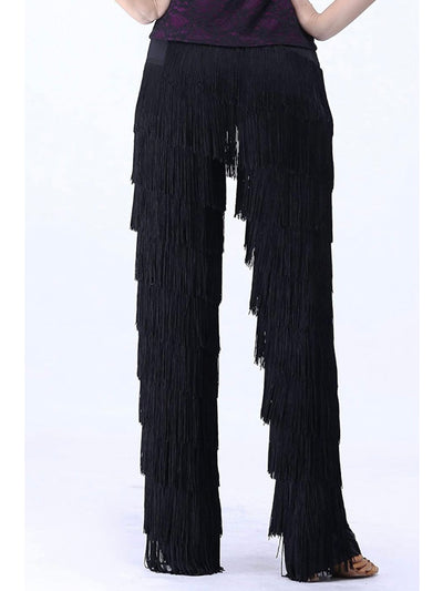 Black layered tassels pants