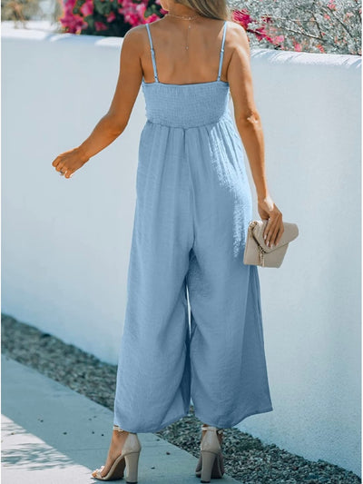 Light blue bow front loose and flare jumper overall