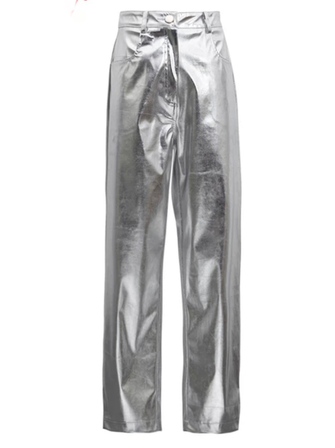 Silver faux leather high rise pants - Wapas