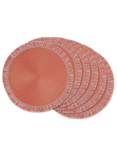 Set of 6 orange round placemats