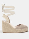 Beige platform espadrille wedge sandals