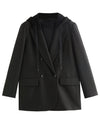 Black hooded blazer