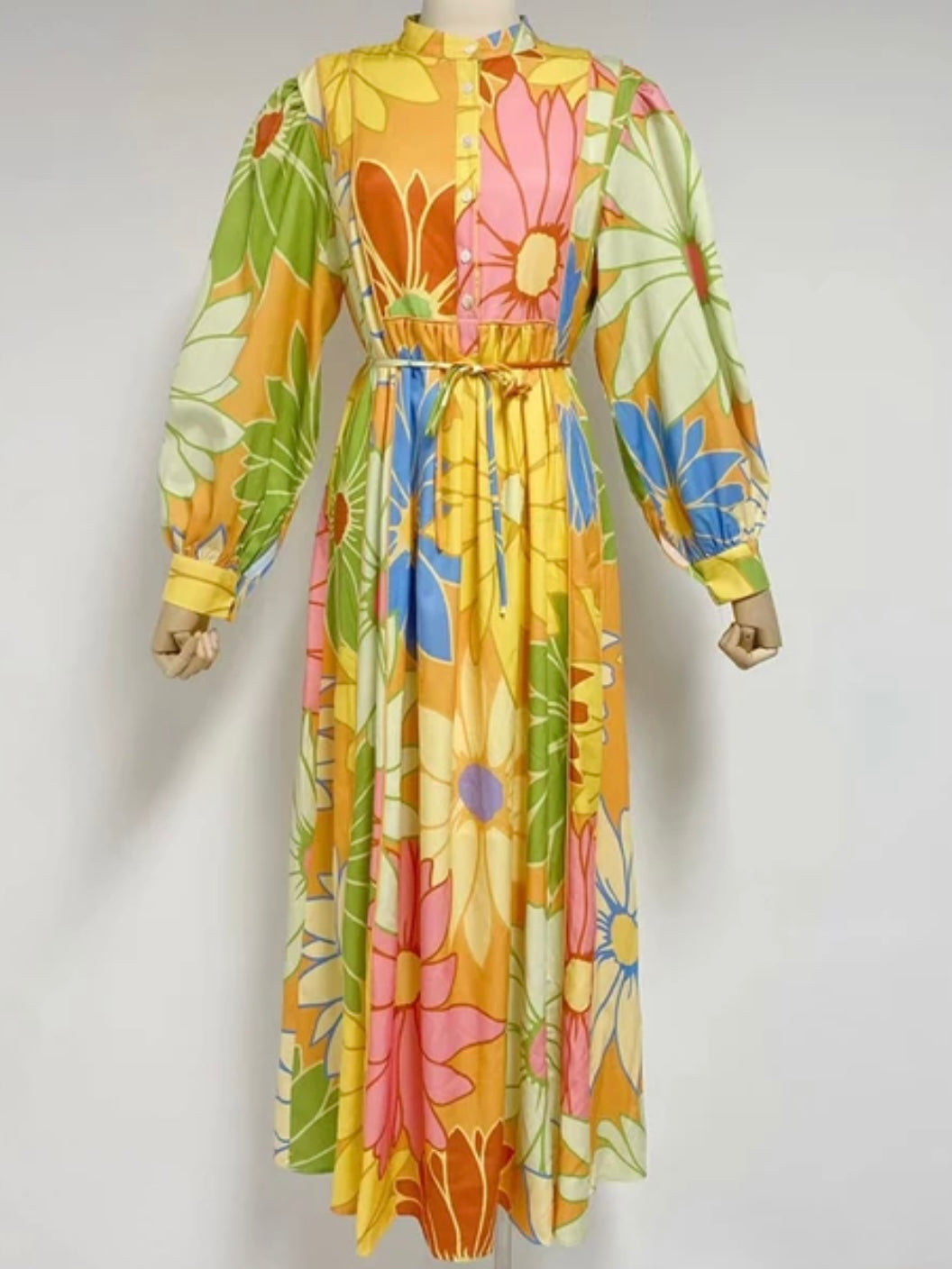 Neon floral colors printed maxi dress