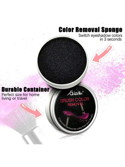 Makeup brush color removal sponge