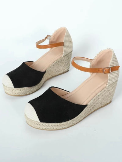 Black platform espadrille wedge