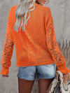 Orange lace crochet pullover sweater