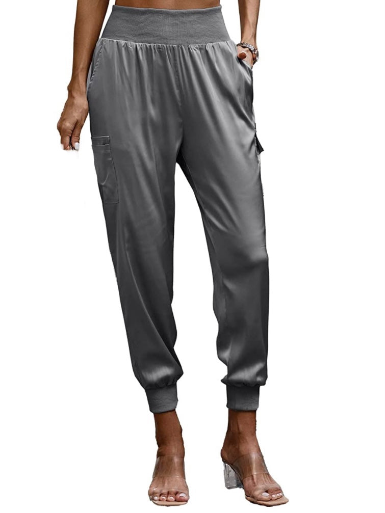 Gray sateen ankle jogger