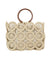 Beige wood handle handbag