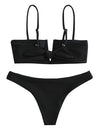 Black bikini V top and bottom bikini swimwear