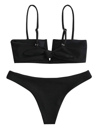 Black bikini V top and bottom bikini swimwear