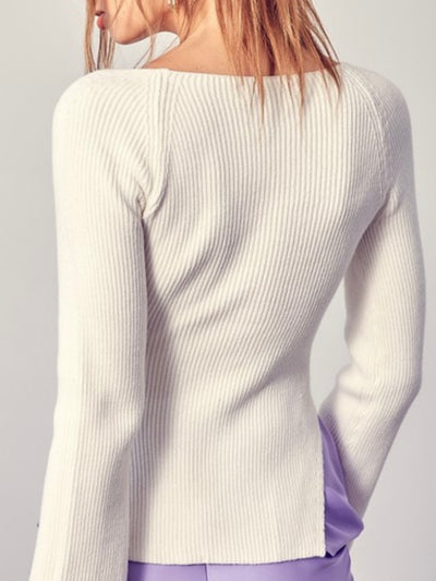 Beige knitted pullover top