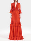 Orange elegant ruffle maxi dress