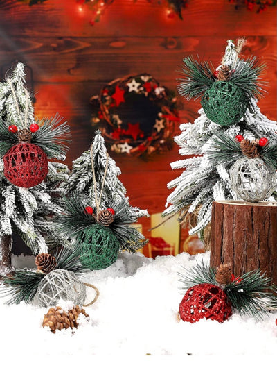 Set of 6 metal Christmas ball ornaments