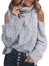Oversized shoulders off embroidery gray sweater