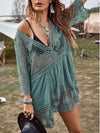 Green lace short dress