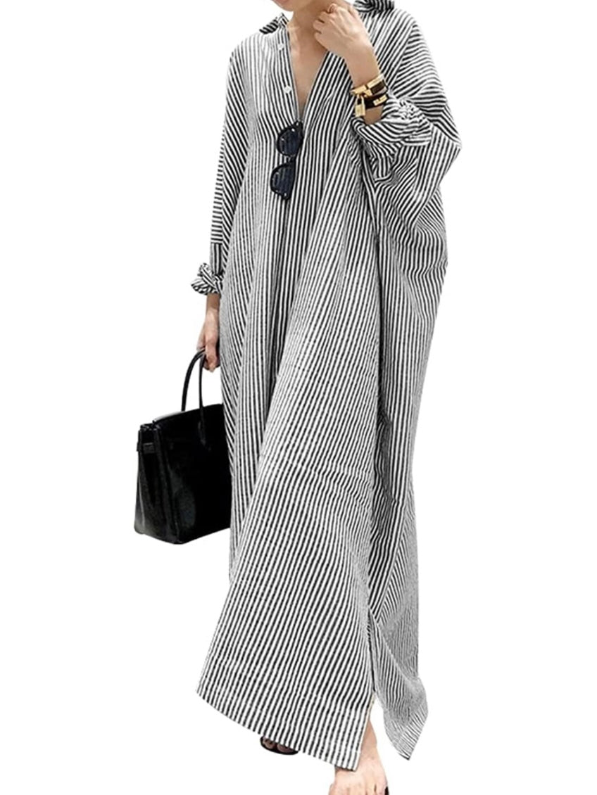 Black striped maxi dress
