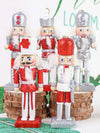 Set of 5 red and silver glitter nutcrackers small size