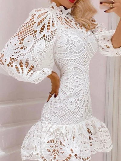 White embroidered mini dress