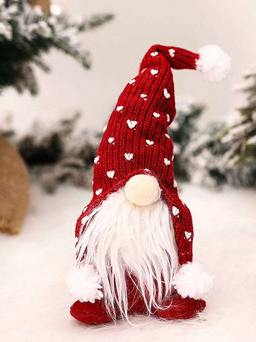 Santa gnome plush hearts hat