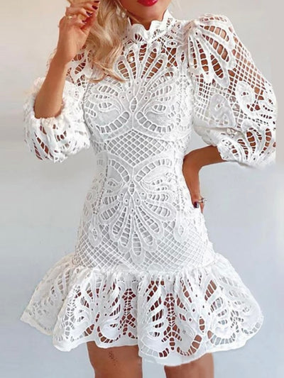 White embroidered mini dress