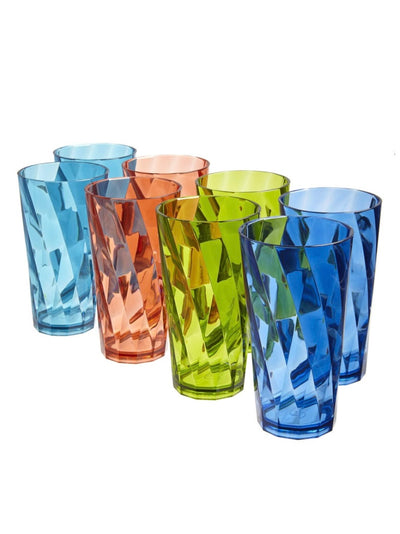 Set of 8 multicolored tall plastic cups