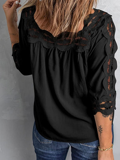 Black lace crochet blouse