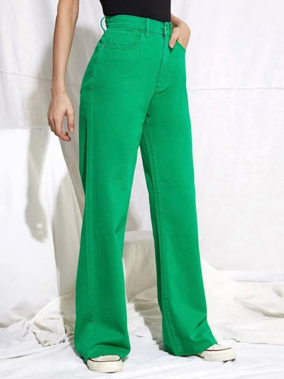 Green wide straight pants