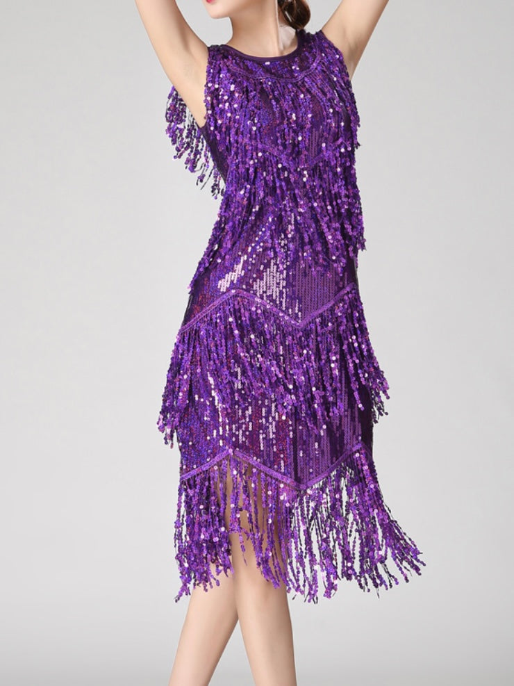 Purple tassels midi dress