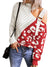 Red turtleneck shoulder strap embroidery sweater