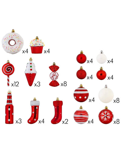 Pack of 82 Christmas candy ornaments