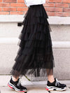 Black layered ballet tutu tube maxi skirt