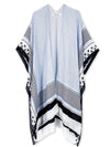 White and blue kimono beach tunic - robe