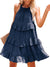 Navy blue layered a-line short dress