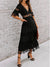 Black lace cocktail night midi dress
