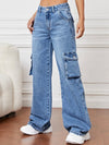 Blue cargo wide pants