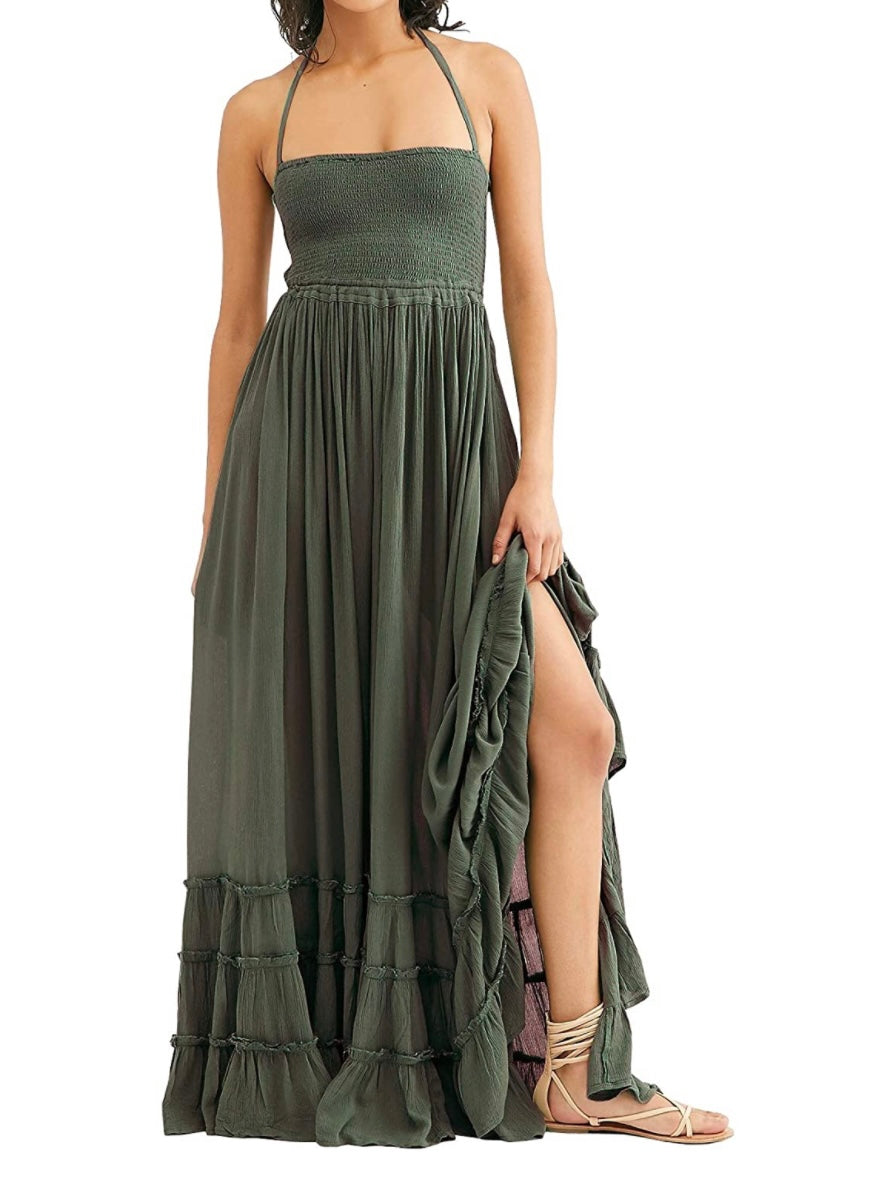 Olive green maxi dress