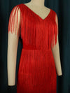 Red tassels midi dress