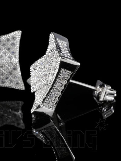 Silver zirconia square earrings
