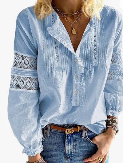Light blue laced embroidered blouse