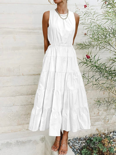 White open back maxi dress