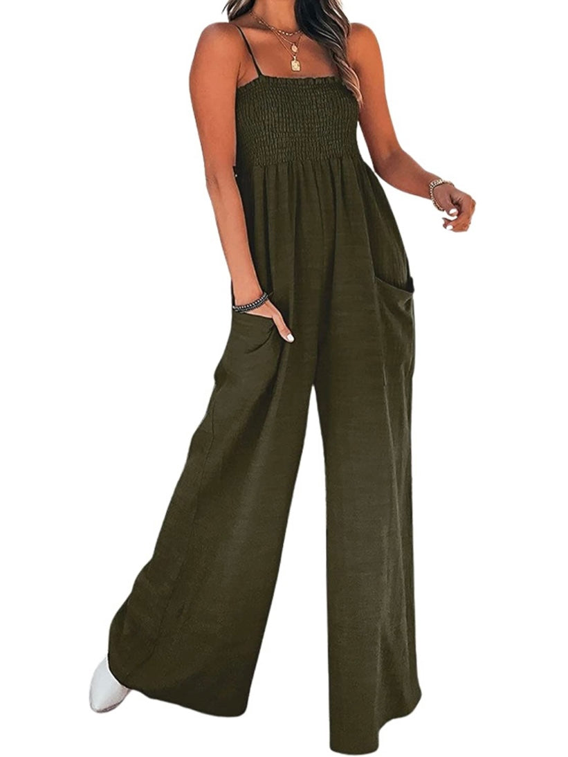 Olive loose and flare jumper overall