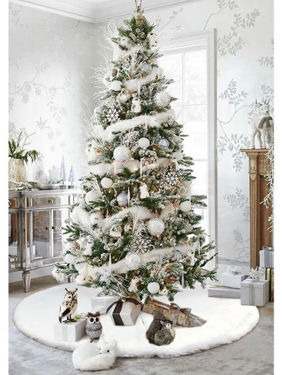 White puff Christmas tree skirt