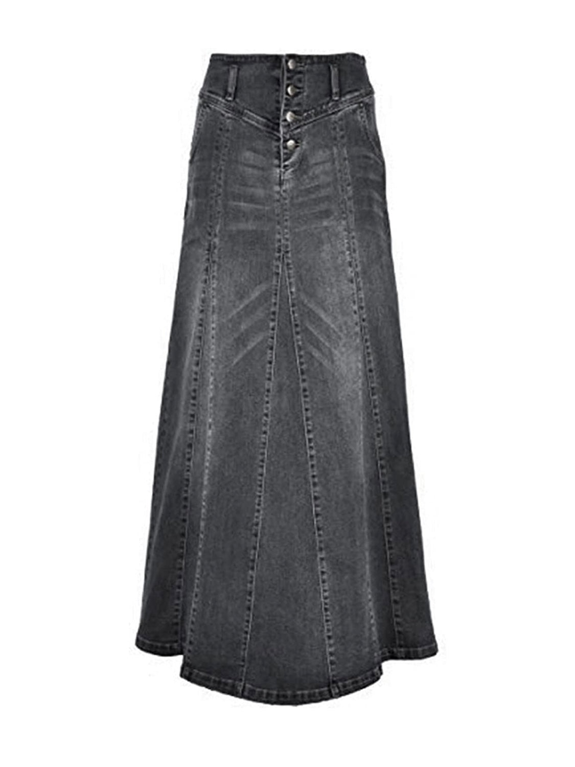 Black jeans buttons maxi skirt