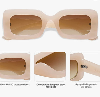 Retro nude square sunglasses