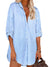 Light blue vertical stripes shirt dress